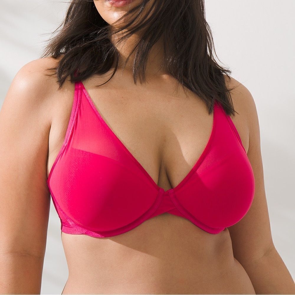 Soma Bra Women's 34DD Hot Pink Lightest Lift Mesh Plunge
